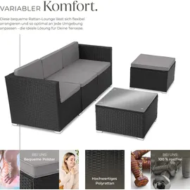 Tectake tectake® Rattan Lounge, für 3 bis 4 Personen, widerstandsfähig - Schwarz