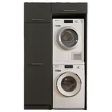 Laundreezy Waschmaschinenschrank für Trockner und Waschmaschine, Mehrzweckschrank und Schrankaufsatz, Anthrazit - Praktischer Waschmaschinen-Überbauschrank - 117,5 x 200 x 67,5 cm (B/H/T)