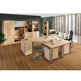 Hammerbacher Höhenverstellbarer Schreibtisch Akandia Ahorn / Silber