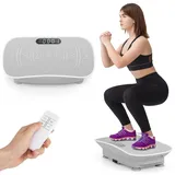 COSTWAY Vibrationsplatte Zuhause, Rüttelplatte mit 10 Intensitätsstufen, Fernbedienung & LED-Anzeige, Vibration Platte leise, Vibrationstrainer - Grau