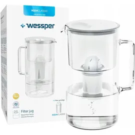 Wessper Wasserfilterkanne Glas Weiß 3 L
