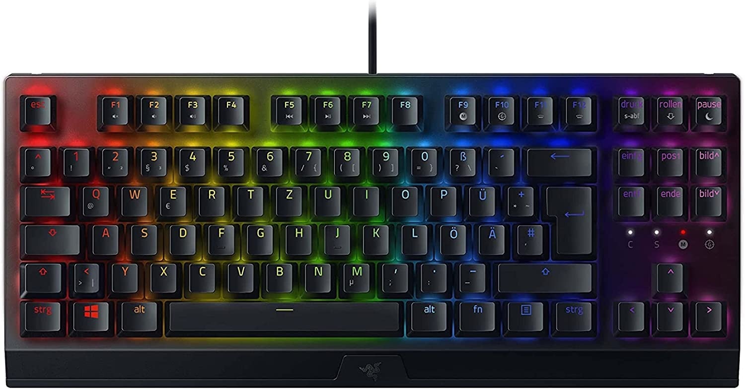 Razer BlackWidow V3 Tenkeyless (Green Switch) - Kompakte Gaming Tastatur mit mechanischen Schaltern (Taktil & klickend, ABS-Tastenkappen, RGB Chroma Beleuchtung) QWERTZ | DE-Layout, Schwarz