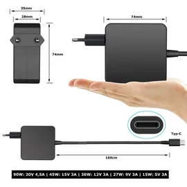 bolwins B28C 90W USB-C Netzteil – PD Laptop – Notebook, DC 5V / 9V, / 12V, / 15V, / 20V, - Schwarz