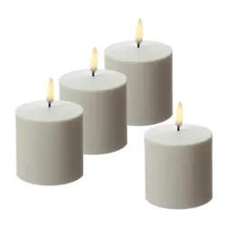 LED Kerzen 4er Set Uyuni wiederaufladbar 6,8x6,8cm Timer Außen Feier Tischdeko