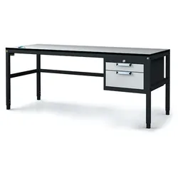 Antistatische ESD-Werkbank, 2 Werkzeugkästen mit Schubladen, 1800x800x745-985 mm