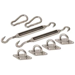 Seilspanngarnitur WINDHAGER, silber (silberfarben), Edelstahl, Gardinenbefestigungen, Zubehör-Set zur Befestigung von Sonnensegeln