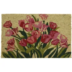 Fußmatte Tulpen - Schmutzfangmatte - Kokosfaser - L: 60cm - B: 40cm - Außen - ro...