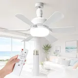 Deckenventilator mit beleuchtung,mit Fernbedienung,40W Lampe Deckenventilator mit Douille E27,Dimmbarer Deckenventilator LED für Zimmer, Salon,3 Geschwindigkeiten (E27-Weiß-Verlängerungsstange-A)