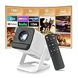 ZDSSY Mini Beamer Projektor 4K, 1080P Projektor Portable Projector mit WiFi 6 & Bluetooth 5.4,Tragbarer Video Smart Beamer, Mini Beamer Handy Heimkino Kompatibel mit PC/TV Stick/USB/PS5