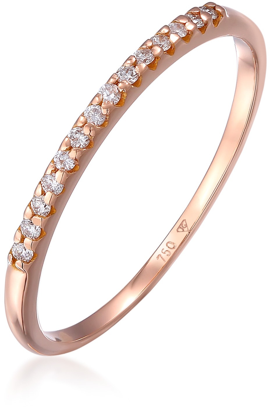 Verlobungsring ELLI DIAMONDS "Verlobung Diamanten (0.07 ct.) Edel 750 Roségold" Fingerringe Gr. 54mm, 0.014 ct P1 = bei 10-facher Vergrößerung erkennbare Einschlüsse, Roségold 750, 1mm, rosegold (rosegold + weiß) Damen