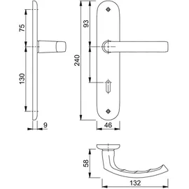 HOPPE Langschildgarnitur Drückergarnitur Schwarz Aluminium 199/273P