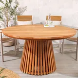 riess-ambiente Runder Esstisch EMPIRE TEAK 120cm braun Teakholz Indoor Outdoor wetterfest Esszimmertisch Gartentisch Tisch - Braun