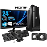 Desktop-PC komplett – SSD 240 GB – Windows 11 Pro 64 Bit – WLAN – HDMI – VGA – Tastatur und Maus USB Audiogehäuse ... (CPU: I7 - RAM 32 GB, Monitor 24 Zoll)