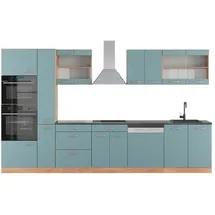 Vicco Küchenzeile R-Line 350 cm Blau-Grau/Goldkraft Eiche