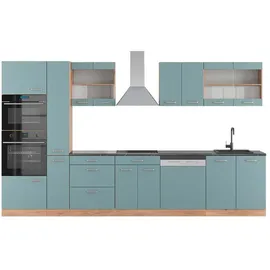 Vicco Küchenzeile R-Line 350 cm Blau-Grau/Goldkraft Eiche