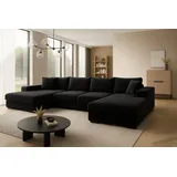 mebloland Ecksofa VIENA 328x182 cm mit Schlaffunktion, Bonellfederkern und Bettkasten, Farbe Schwarz - Schwarz
