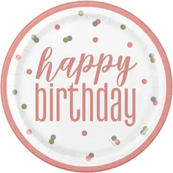 18. Geburtstag Partyset Einweggeschirr roségold 48 tlg. Partygeschirr Teller Becher Servietten