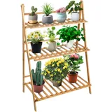 Pflanzenständer Blumenregal Blumentreppe Faltbar 3 Etagen Holz Für Balkon Wohzimmer Mehrere Pflanzen(96x70x40cm)hölzern - Skecten