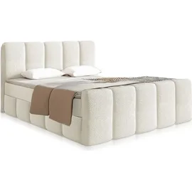 Juskys Boxspringbett Manitoba - Bouclé-Stoff - Creme