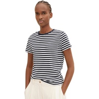 TOM TAILOR Denim Damen T-Shirt MODERN Stripe, Relaxed Fit Weiß Blau Stripe 29133 S
