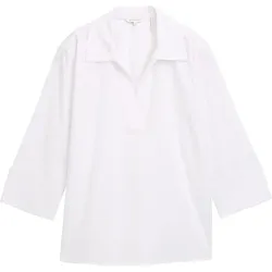 TOM TAILOR Damen Loose Fit Bluse mit Kragen, weiß, Uni, Gr. 36