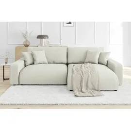 s-style möbel Ecksofa mit Schlaffunktion und Bettkasten in Cord-Stoff schöner Sitzkomfort Ottomane rechts, B/T/H: 234 cm, Hergestellt Europa, Oeko-Tex®, Wohnzimmer, Sofas - 2 Jahre Gewährleistung - mind. 14 Tage Rückgaberecht - Beige