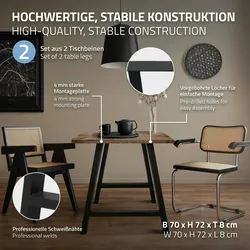 Tischbeine Tischgestell A-Design Industriedesign Tischfuß Stahl 70x72 cm Schwarz