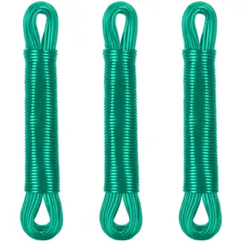 Relaxdays Wäscheleine 3er Set, 20m, Wäscheseil mit Polyesterkern, extra stark, Wäscheschnur, zum Spannen, Farbwahl