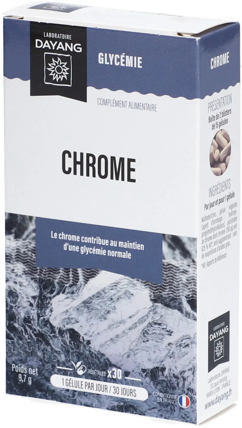 DAYANG PICOLINATE DE CHROME - Gélule, complément alimentaire à base de chrome. - bt 30 30 capsule(s)