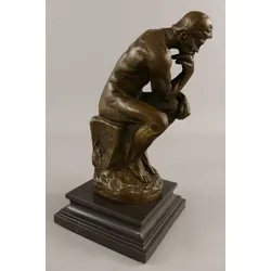 Casa Padrino Art Deco Bronze Deko Figur Der Denker Bronze / Schwarz H. 26 cm