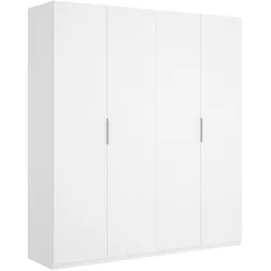 Dmora Kleiderschrank Prado, Garderobe für Schlafzimmer, Kleiderschrank mit 4 Flügeltüren, 180x52h204 cm, Weiß