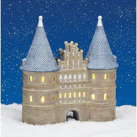 Wurm Holsten-Tor Lübeck Dekohaus 20x22x8 cm Blau/Braun/Mehrfarbig