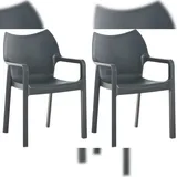 CLP Diva Gartenstuhl 57 x 53 x 84 cm grau 2 St.
