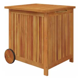 vidaXL Gartentruhe mit Rollen 60 x 50 x 58 cm Massivholz Akazie