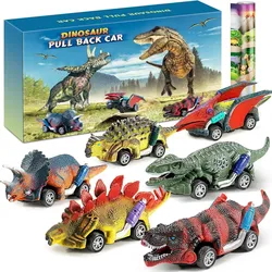 POPOLIC Spielzeug-Auto Dinosaurier Spielzeug, 6Pcs Auto Dino Spielzeug mit Spielmatte, (Auto Dinosaurier Spielzeug, Spielzeugauto), Kinderspielzeug ab 2 3 Jahre Jungen Mädchen Geschenke