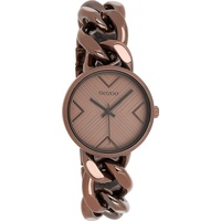OOZOO Quarzuhr Oozoo Damen Armbanduhr Timepieces Analog, (Analoguhr), Damenuhr rund, mittel (ca. 34mm) Edelstahlarmband, Fashion-Style braun