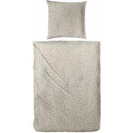 Hahn Haustextilien Biber Bettwäsche Leo Beige 135 x 200 cm + 80 x 80 cm