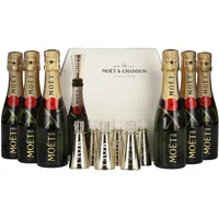 Moët & Chandon Champagne AT HOME PACK 12% Vol. 6x0,2l in Geschenkbox mit Bottle Sippers