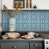 Alwayspon Fliesenaufkleber, blaue, marokkanische Fliesenaufkleber, selbstklebend, für Bathoon-Küche, Spritzschutz für Herde, selbstklebende Vinyl-Wandfliesen-Aufkleber, 10 Stück x 20 cm