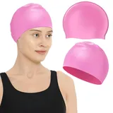 Badekappe Damen, Schwimmhaube Damen, Bademütze Anti-Slip Silicone, badekappen Badehaube Damen Lange Haare Wasserdicht Badekappe Erwachsene