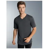 TRIGEMA T-Shirt "TRIGEMA V-Shirt DELUXE Baumwolle", Herren, Gr. S, grau (anthrazit, melange), Single Jersey, 100% Baumwolle, Basic, lang, V-Ausschnitt, Shirts T-Shirt