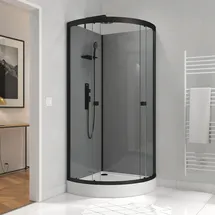 Marwell Komplettdusche mit Pendeltür rechts 215 x 85 cm grau/5mm gehärtetes Glas