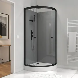 Marwell Komplettdusche mit Pendeltür rechts 215 x 85 cm grau/5mm gehärtetes Glas