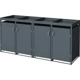 ML-Design Mülltonnenbox 4Er mit Pflanzdach 240L 264x80x124cm Anthrazit aus Stahl
