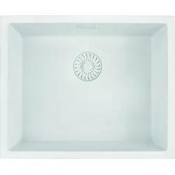 Caressi White Line quadratisches Spülbecken für Aufbau und Unterbau CAGRPP50WH-TU, Küchenspüle weiß Quarz