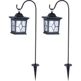 GLOBO LIGHTING LED Solarleuchte, LED fest integriert, 2er Set ausgefallene Laterne Solar-licht draußen für den Garten H 68cm schwarz