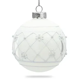 SIKORA Highlights 4er Set Christbaumkugeln besondere Weihnachtskugel Christbaumschmuck aus Glas Weiss 8cm, Farbe | Modell:Modell Wien Weiss, Höhe in cm:8 cm