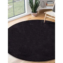 The CarPET Teppich Relax round, rund, Höhe: 16 mm, waschbarer Wohnzimmer Teppich modern rutschfest schwarz Ø 120 cm x 16 mm