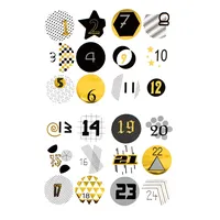 Oblique-Unique® Adventskalender Sticker Zahlen 1–24 – Weihnachtsaufkleber rund 5 cm – Aufkleber für Weihnachten zum Basteln, Verzieren & Dekorieren – für DIY Adventskalender zum Selbstbefüllen - Gold