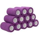 STpro Selbstklebender Verband Tape Fixierverband Selbsthaftende Bandage 7,5cm x 12 Stück Violett Tape Haftbandage Cohesive Bandagen Pferd Selbstklebende Binden Verband Elastischer Verbände Kohäsiv